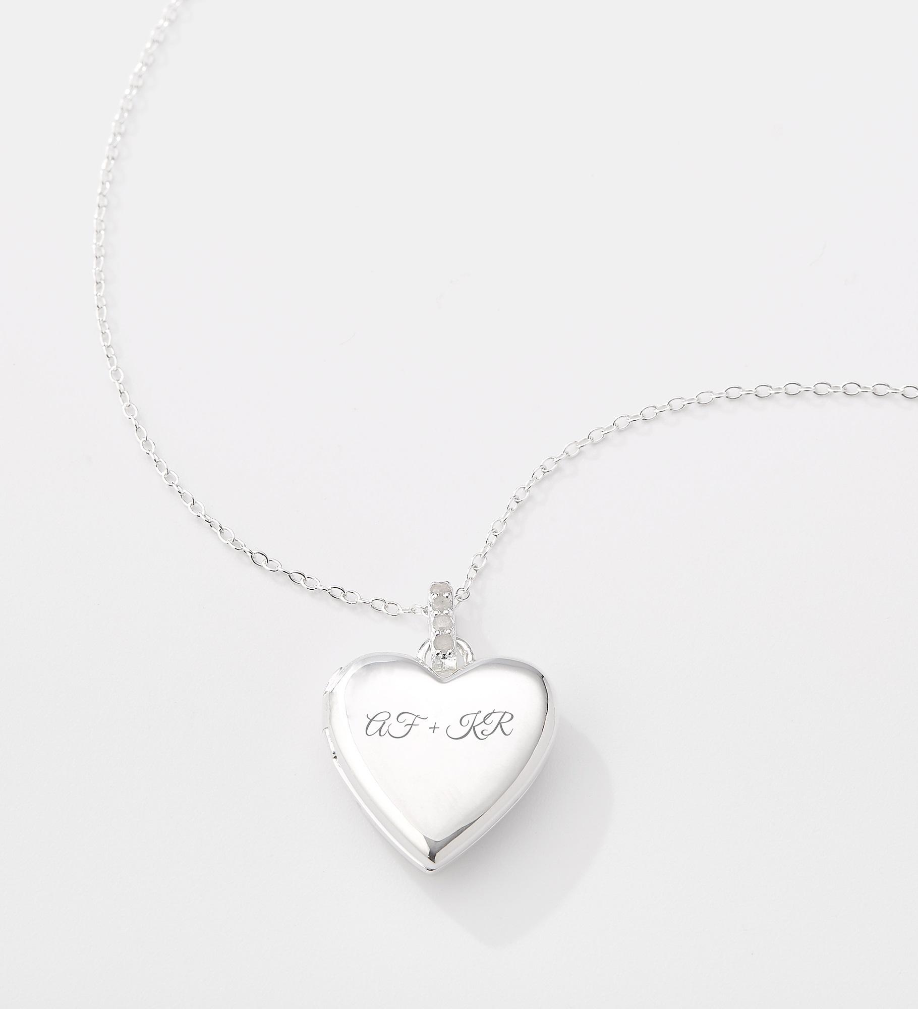 push present ideas Engraved Sterling Silver Heart Locket