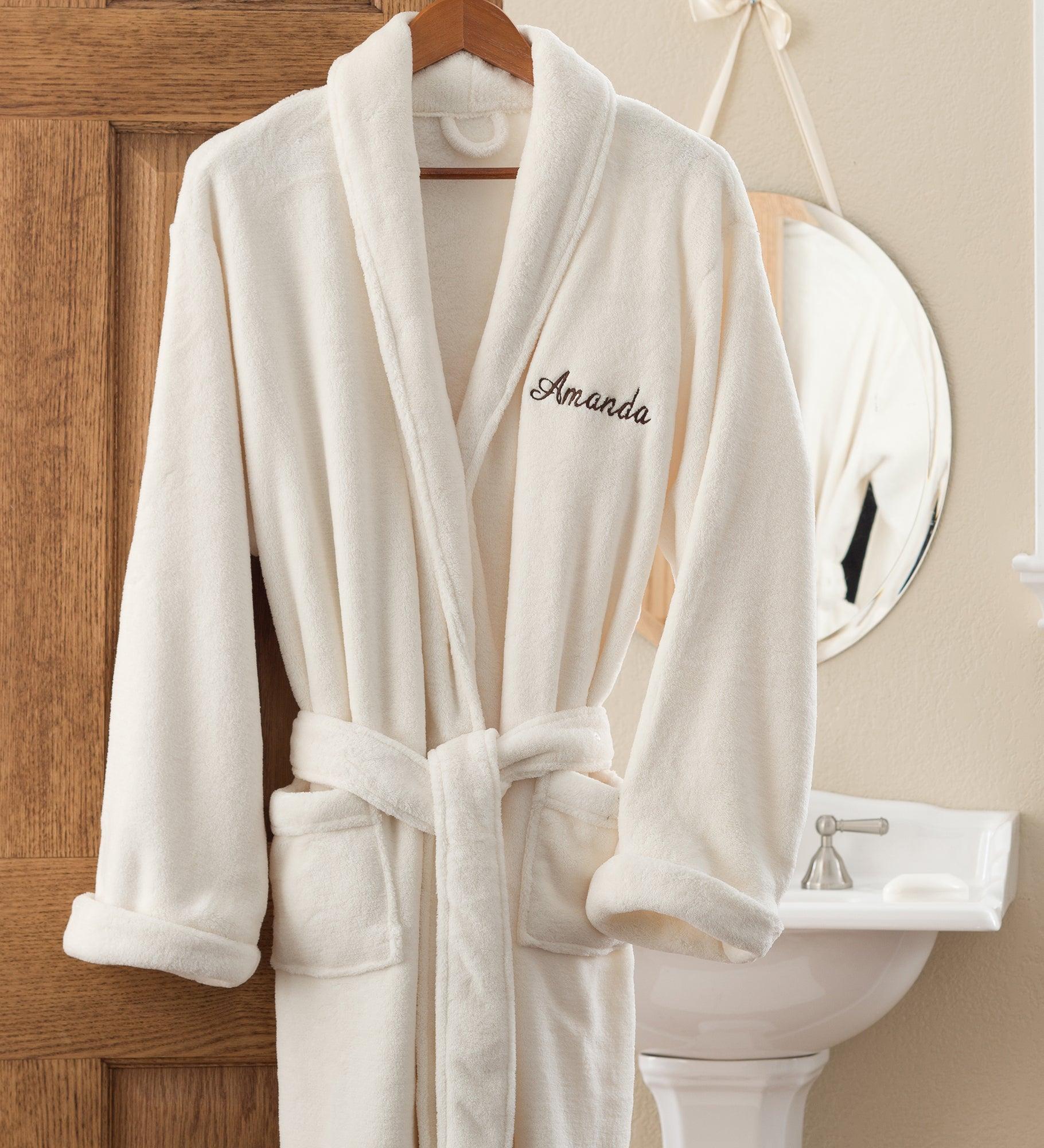 push present ideas Embroidered Luxury Ivory Fleece Robes