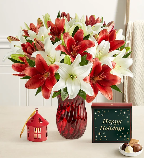 trending christmas wreaths Holiday Lily Bouquet