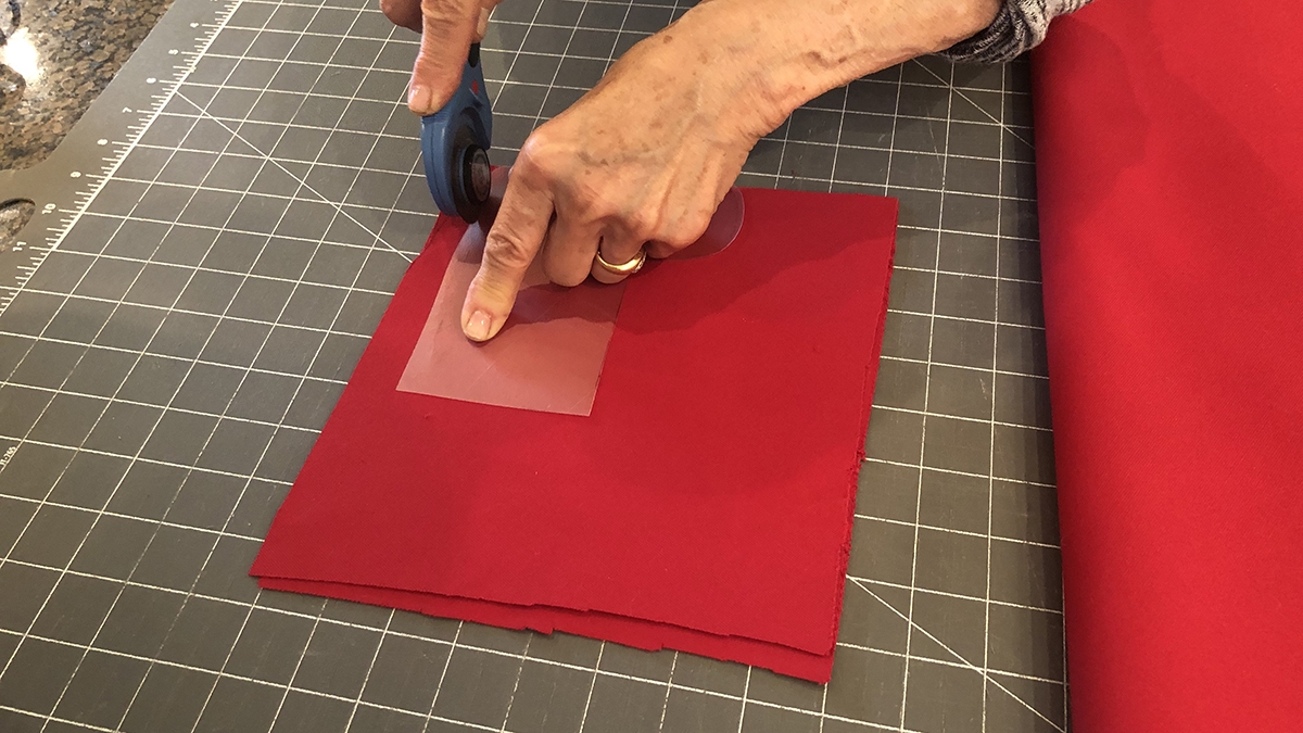 cutting a mini DIY Christmas stocking template