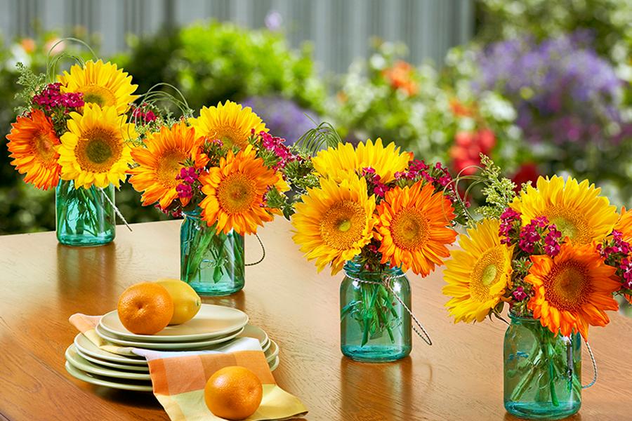 sunflower mason jars