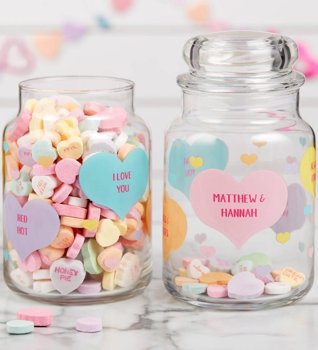 Conversation Hearts Personalized Candy Jar