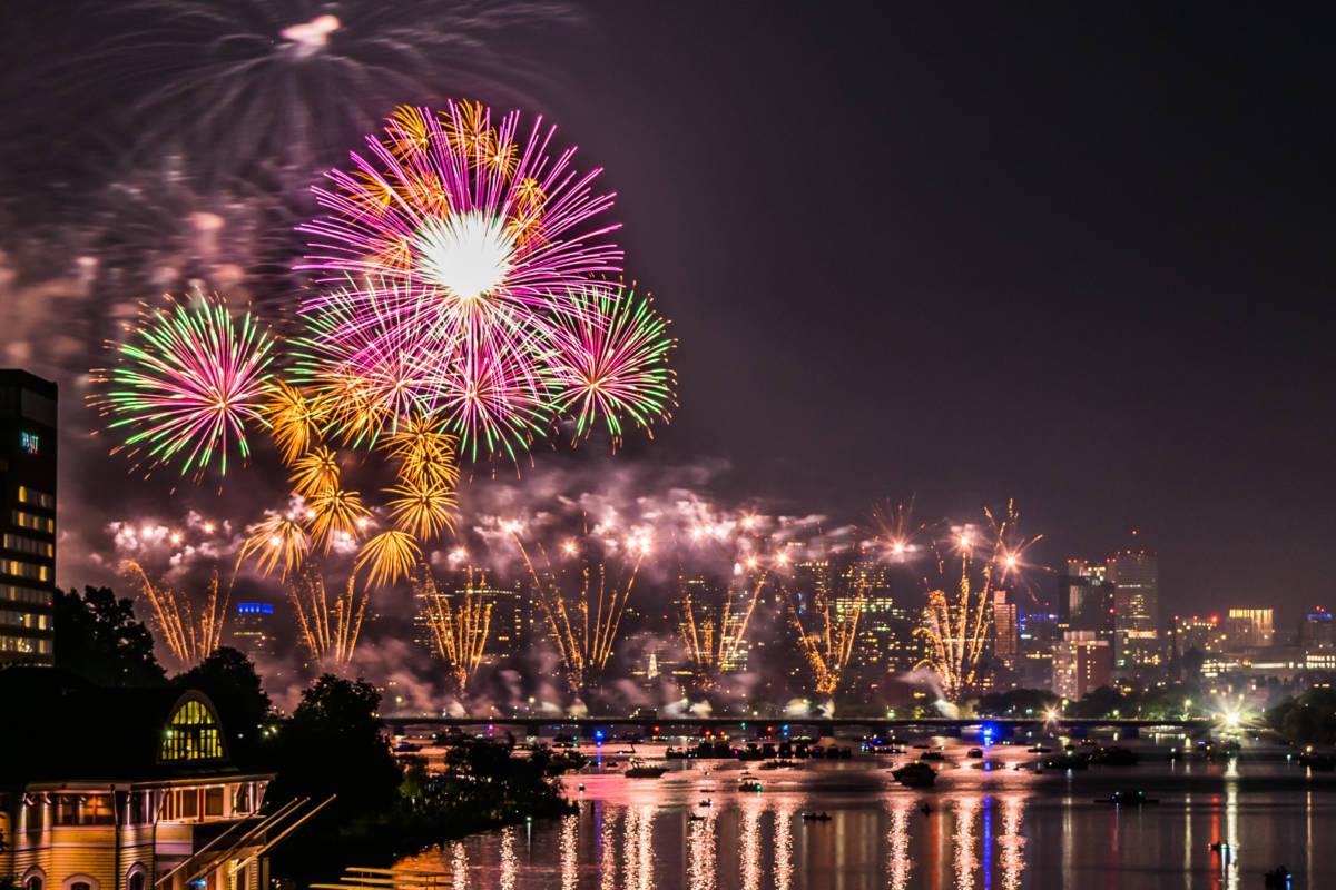 Photo of fourth of july with a fireworks display in Boston